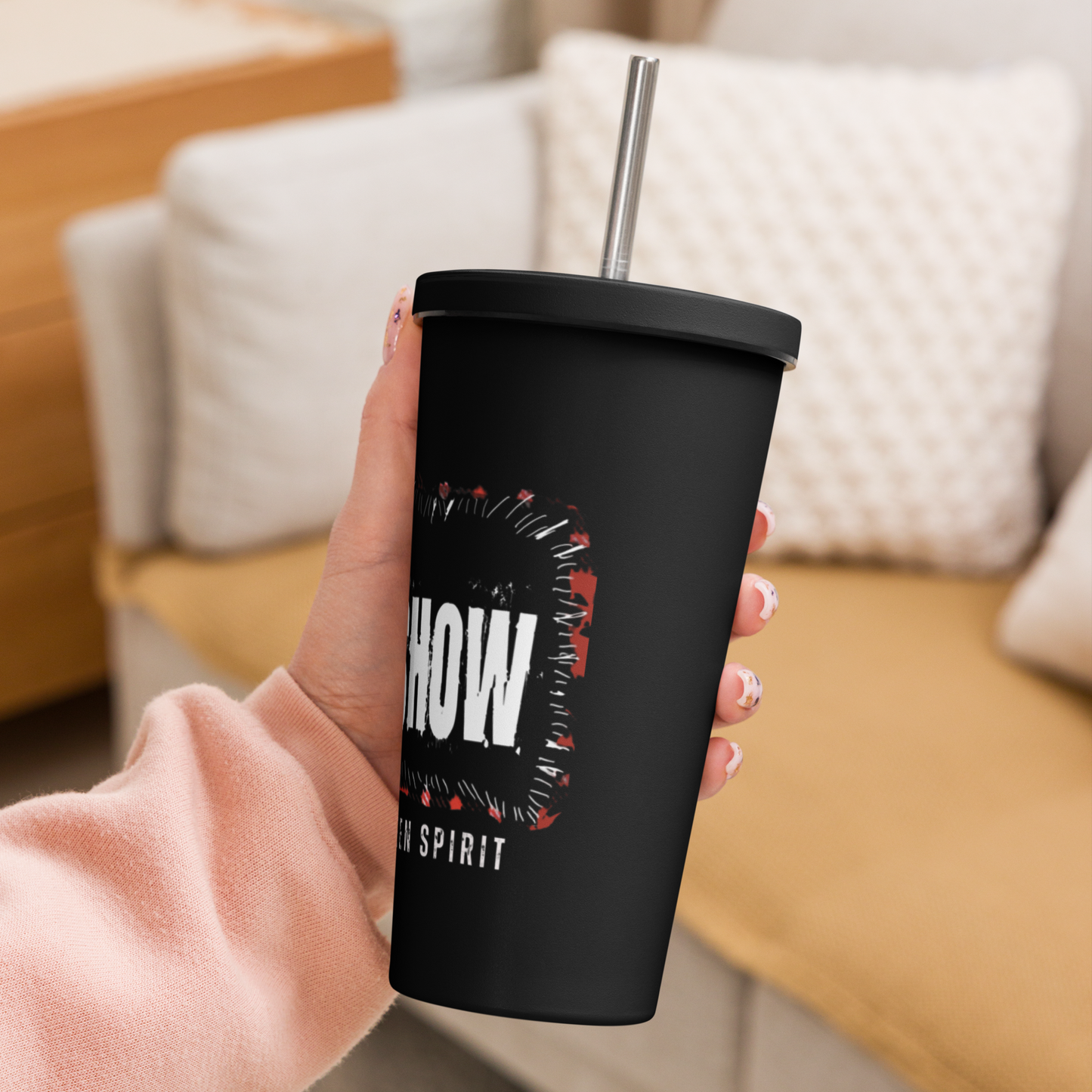 90s Rockshow Insulated tumbler with a straw